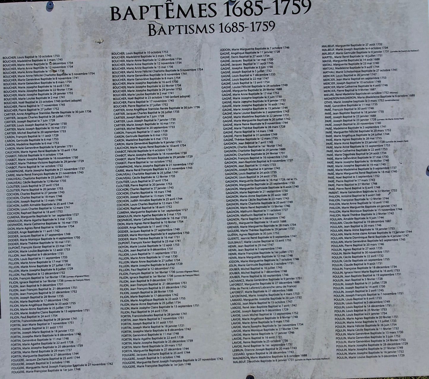 Baptêmes 1685-1759